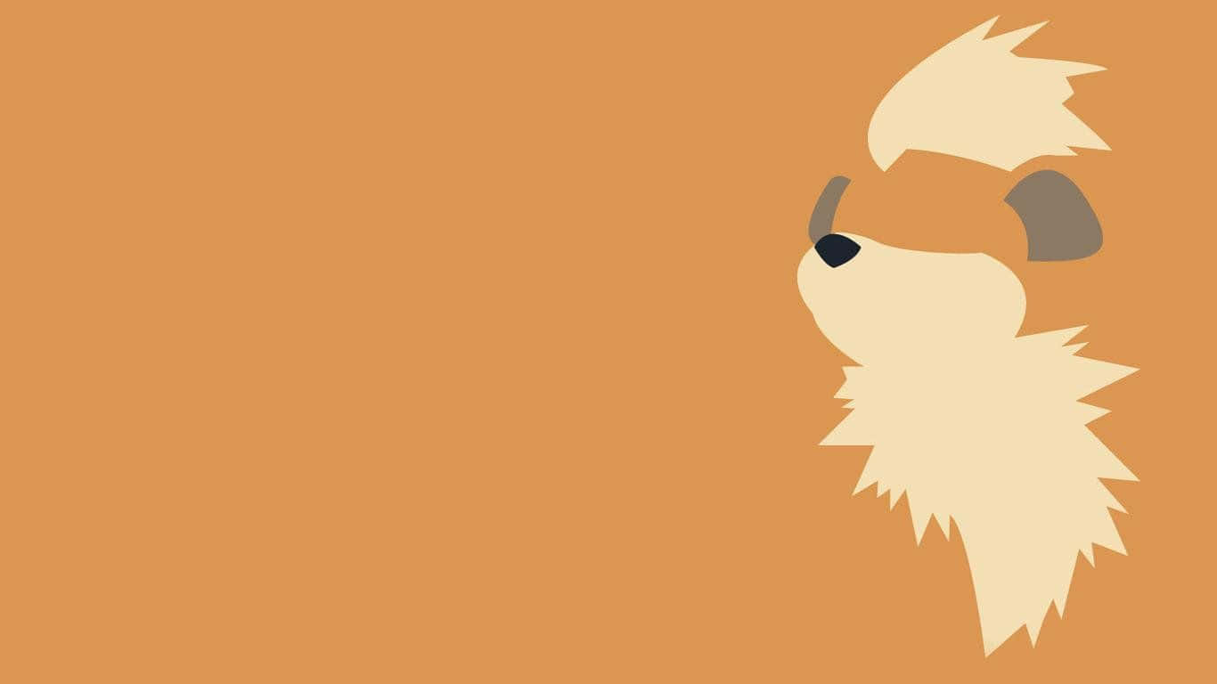 寶可夢極簡風格 Growlithe 桌面壁紙 壁紙 — 極簡風格狐狸頭，奶油色和棕色，配純色陶土背景。