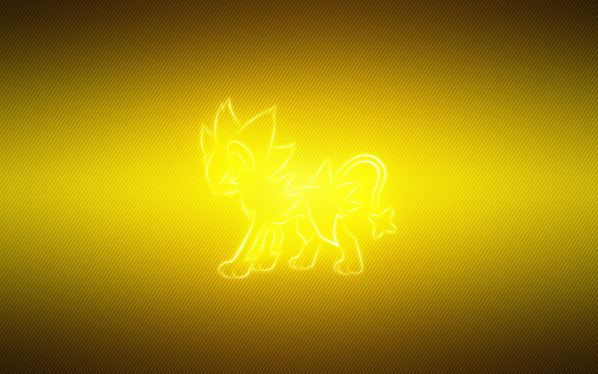 在黃色漸變背景上發光的霓虹狐狸剪影。