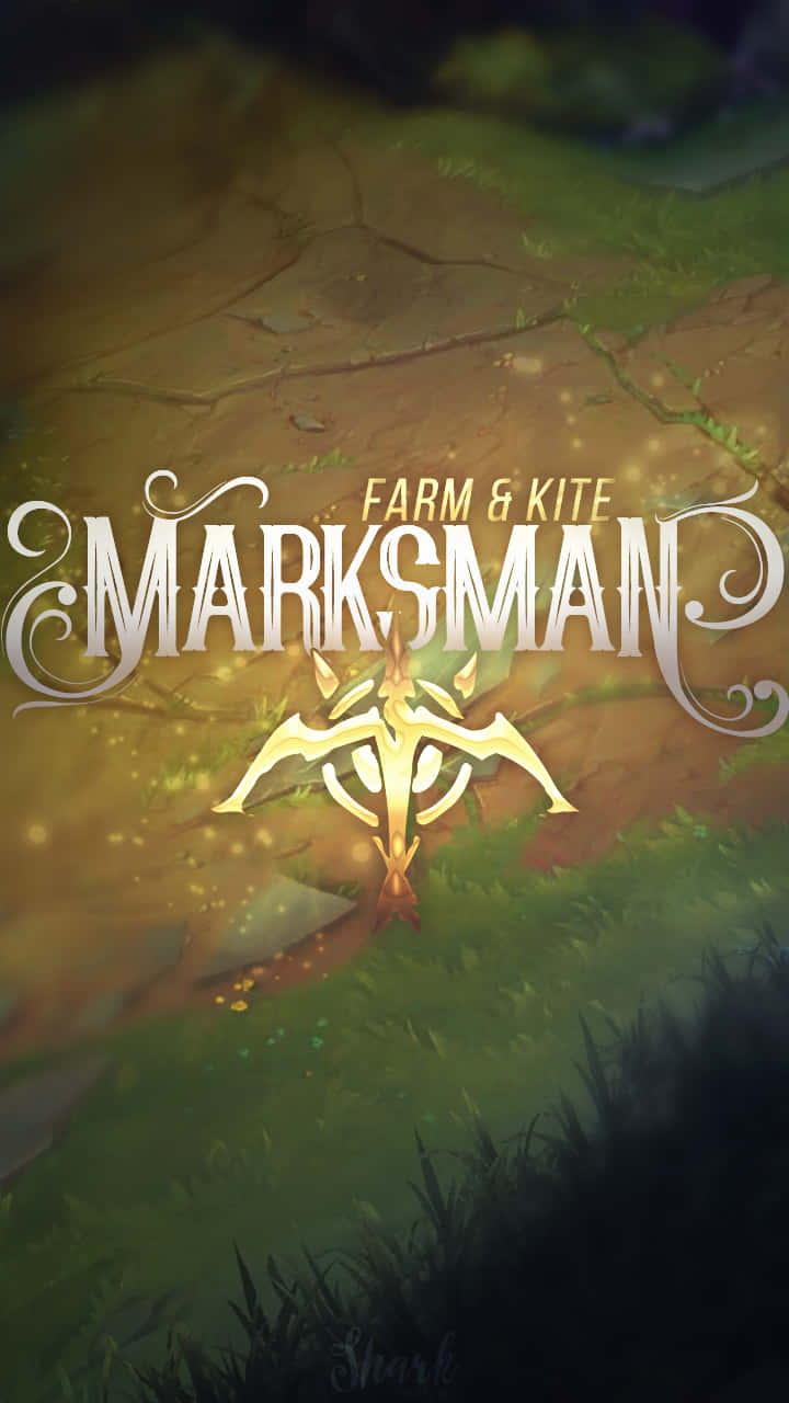 用於 Farm & Kite Marksman 遊戲的金色弓箭標誌，位於裂開泥土小徑上，伴有青草。