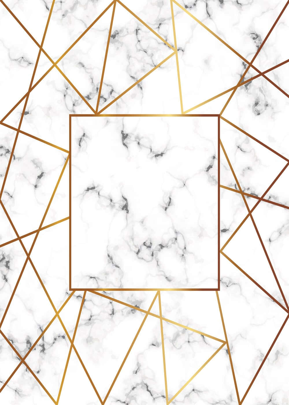 大理石紋理，帶有金色幾何線條和中央矩形框架。