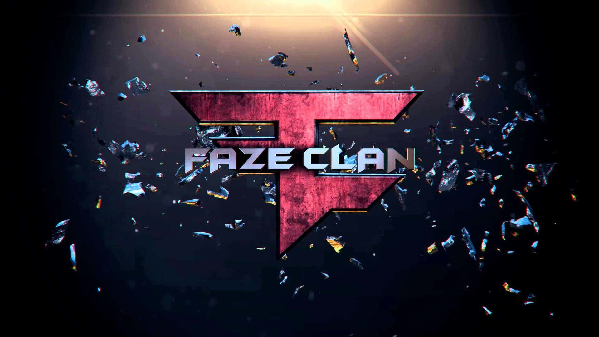 Faze Clan 標誌周圍有碎裂的玻璃碎片飛舞。