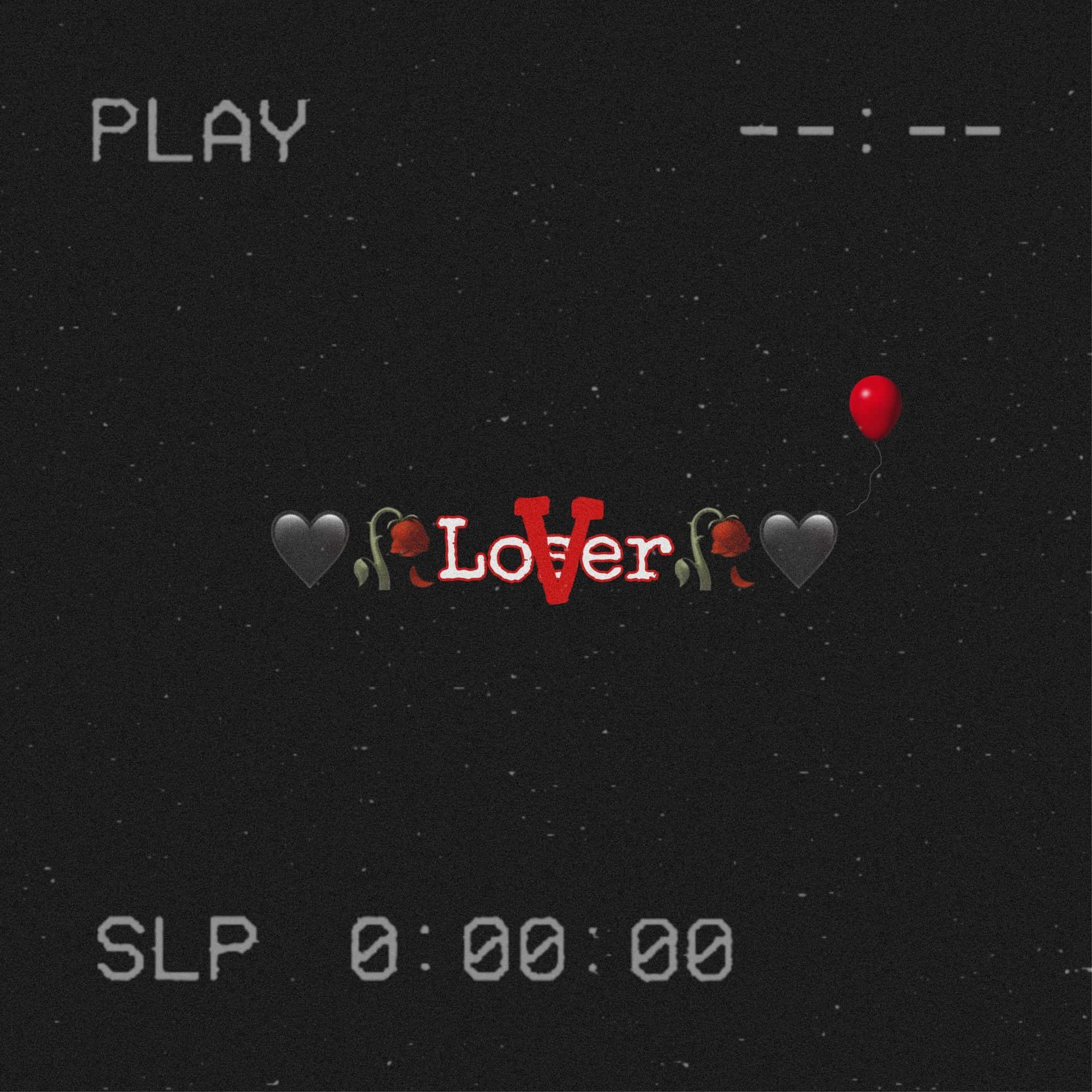 復古遊戲畫面，帶有「Lover」文字、黑色心形同紅色氣球，背景係星空。