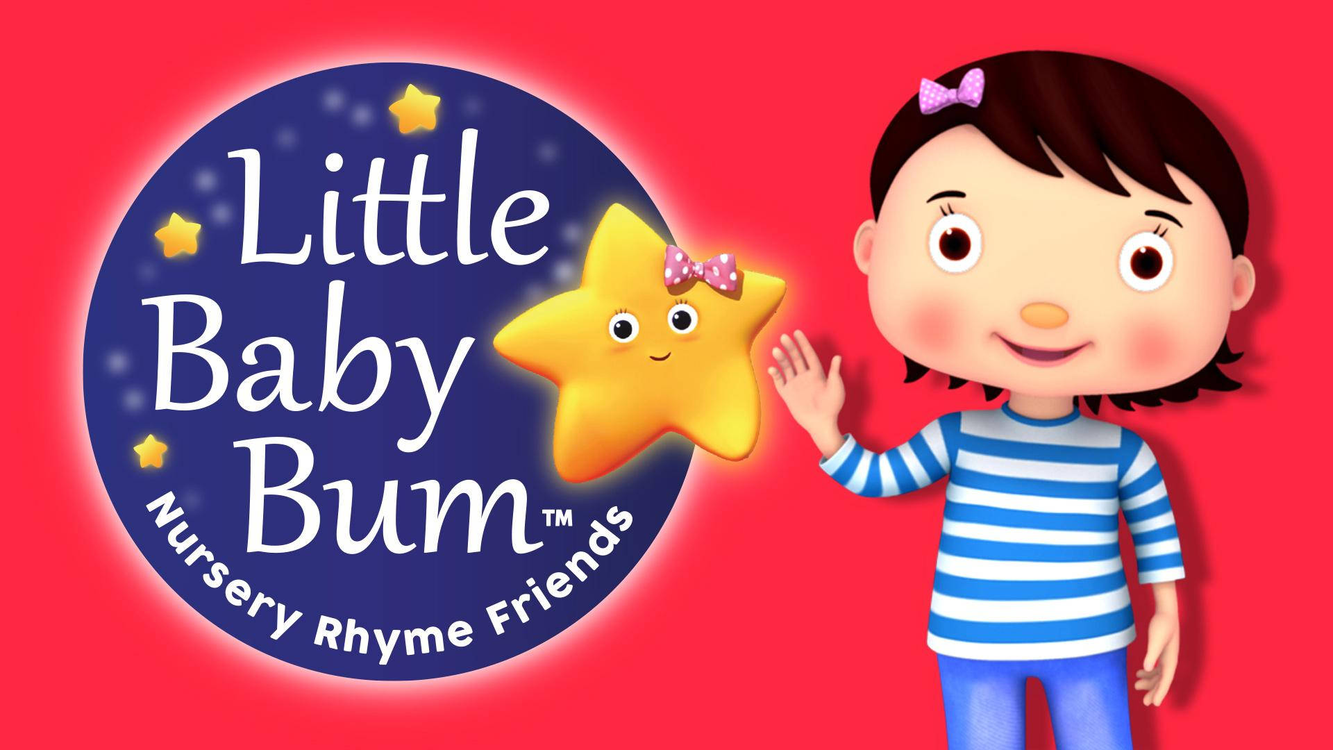 卡通女孩在Little Baby Bum的星星標誌旁邊揮手。
