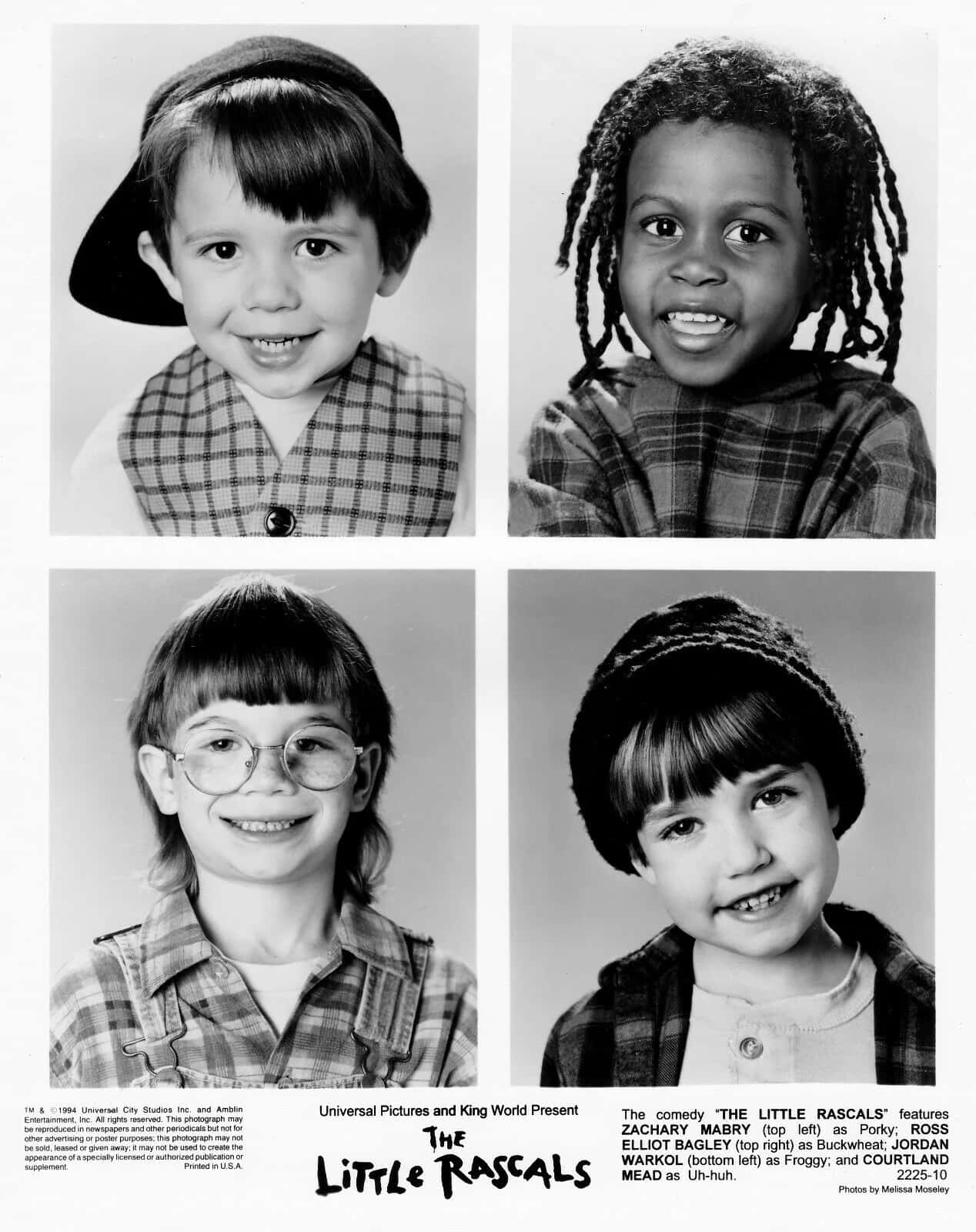 電影《The Little Rascals》的四位童星在攝影棚的肖像照。