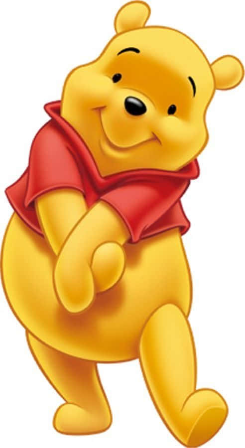 一隻穿著紅色襯衫的黃色卡通熊交叉雙臂微笑。 — 小熊維尼 壁紙