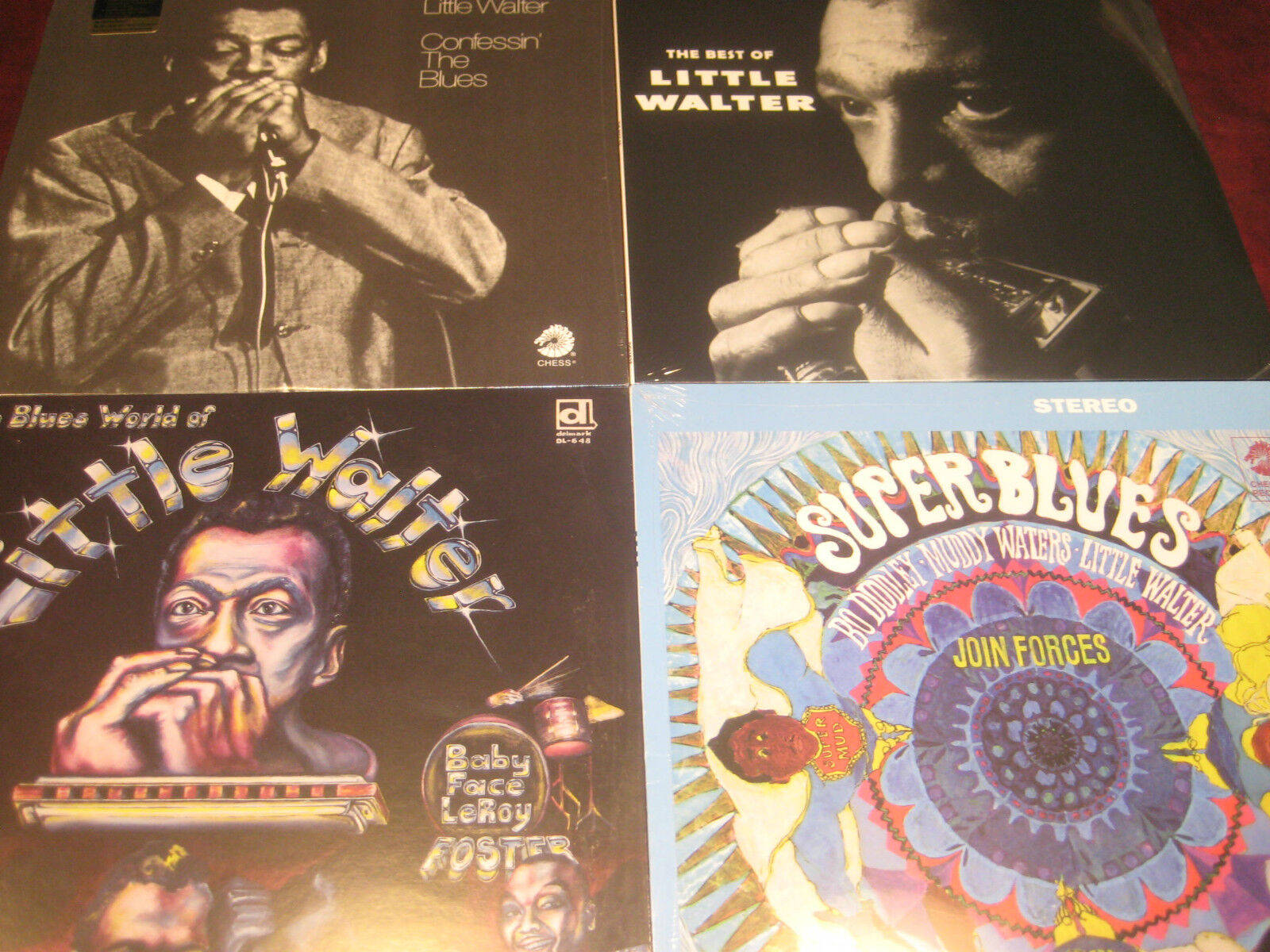 四張復古 Little Walter 藍調專輯封面以網格排列。