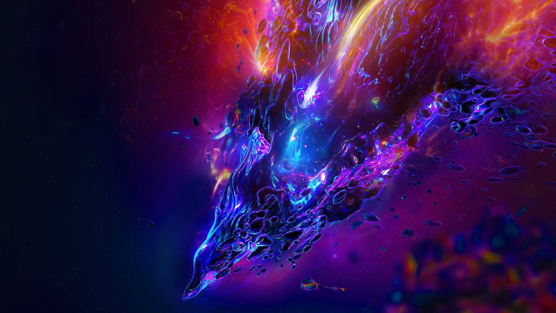深空中色彩繽紛的宇宙星雲，帶有發光的氣體和星星。