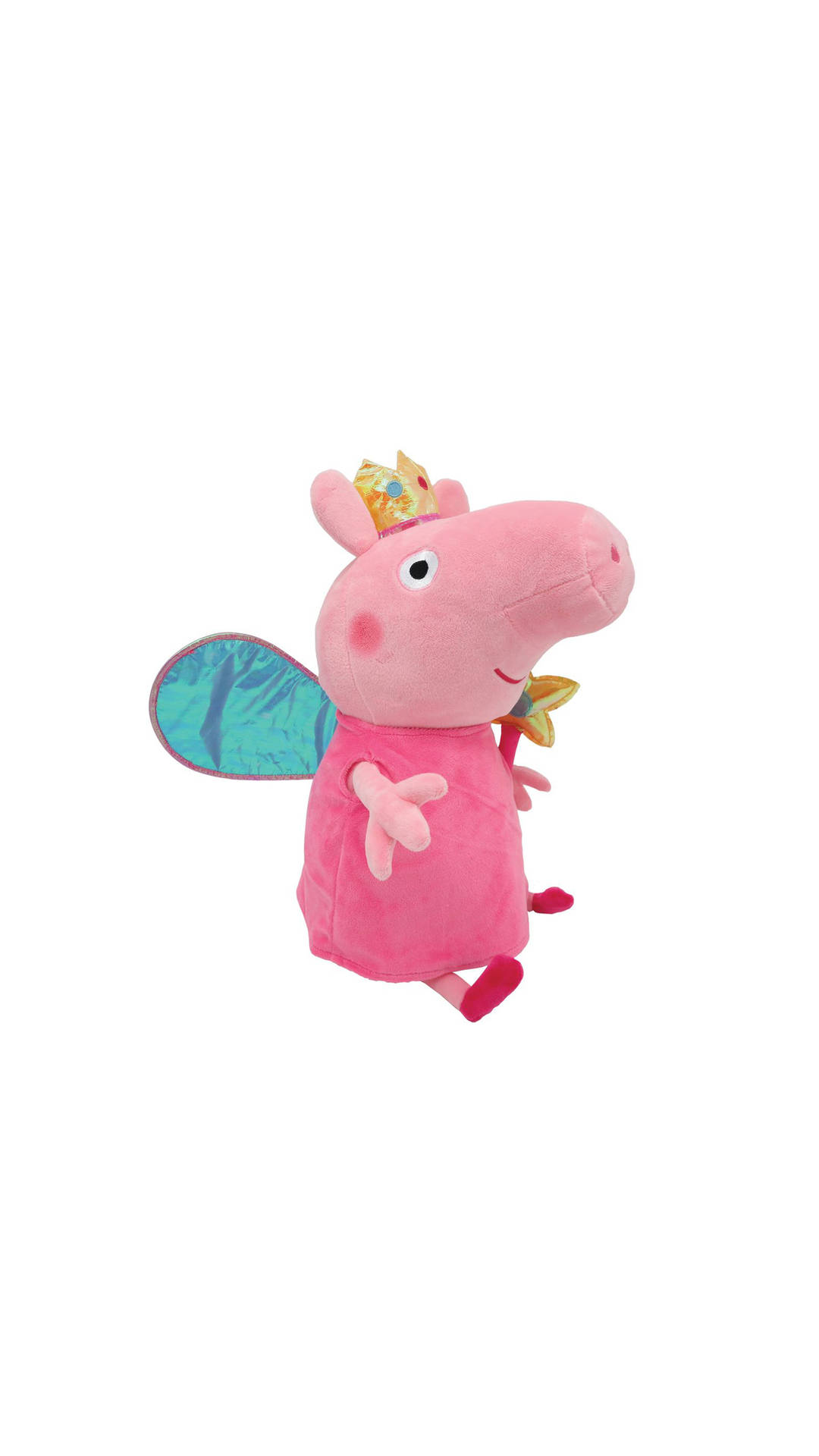 粉紅色Peppa Pig毛公仔著住仙子衫，有翅膀同皇冠。