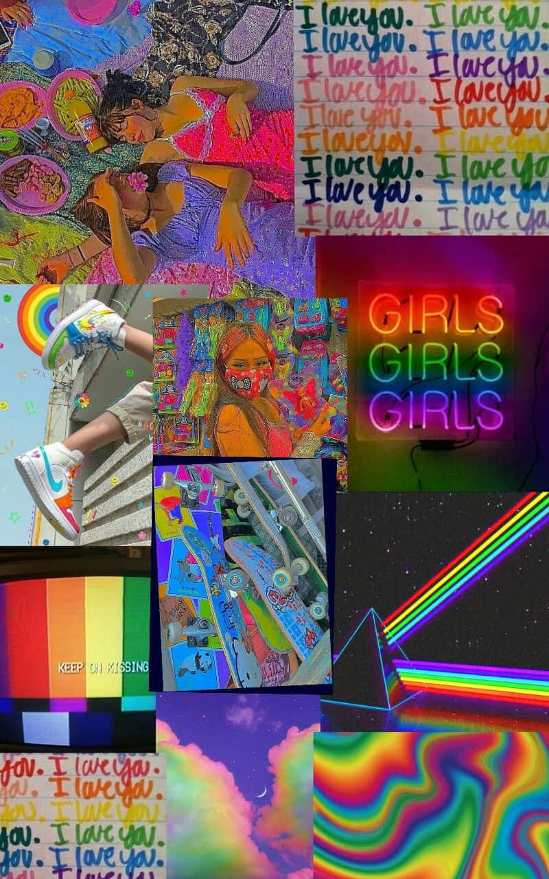 少女美學 LGBT 彩虹拼貼 壁紙