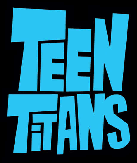 少年正義聯盟動畫系列標誌 壁紙 — 在純黑色背景上，帶有粗體藍色 Teen Titans 標誌及方塊風格文字。
