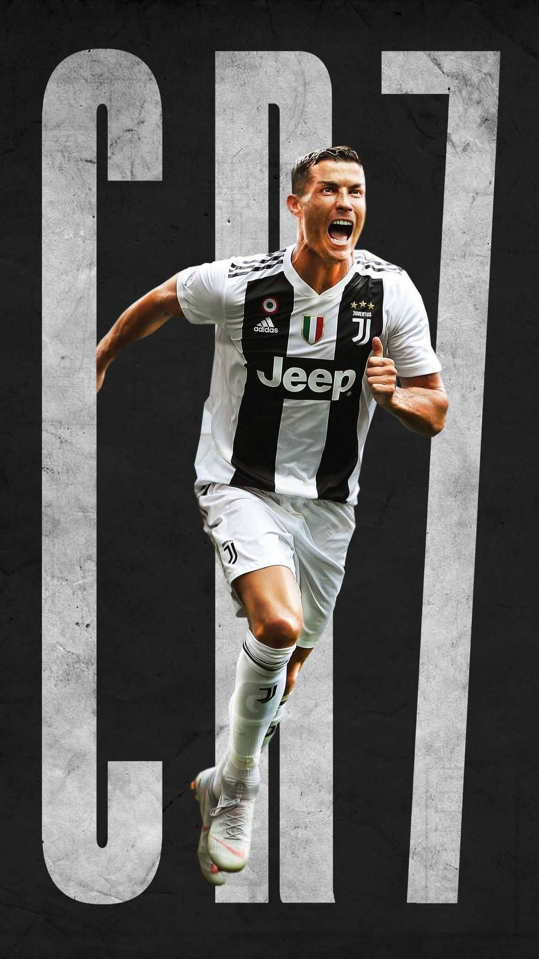 基斯坦奴·朗拿度身穿祖雲達斯球衣，背後有「CR7」文字慶祝。