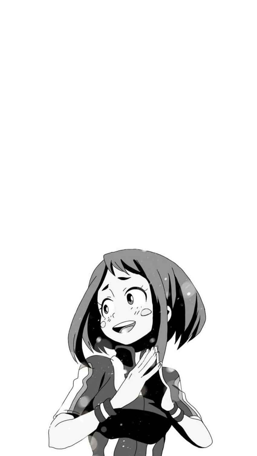 短發動漫女孩驚訝地雙手交握在胸前。