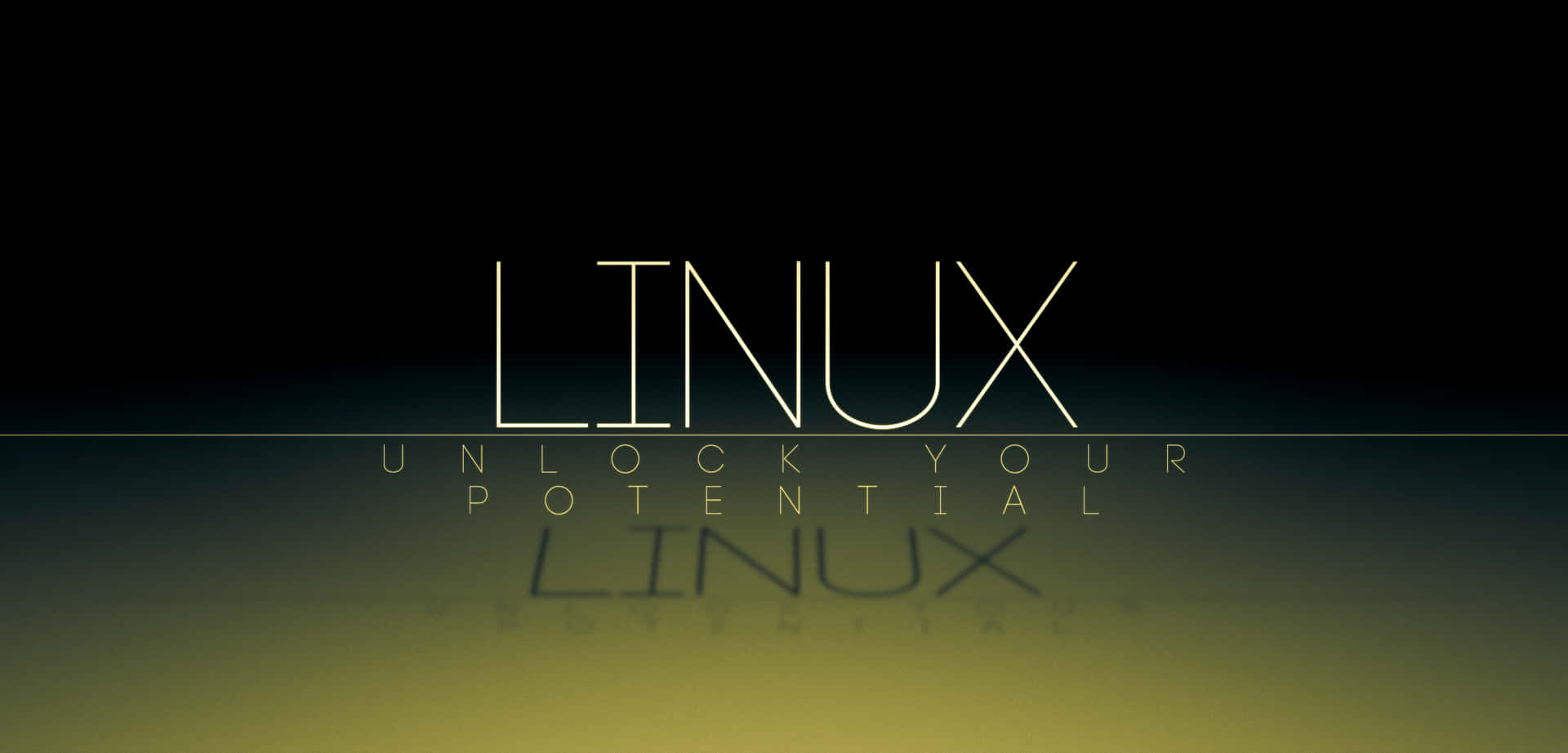 Linux 文字及標語 unlock your potential 在深色漸變背景上