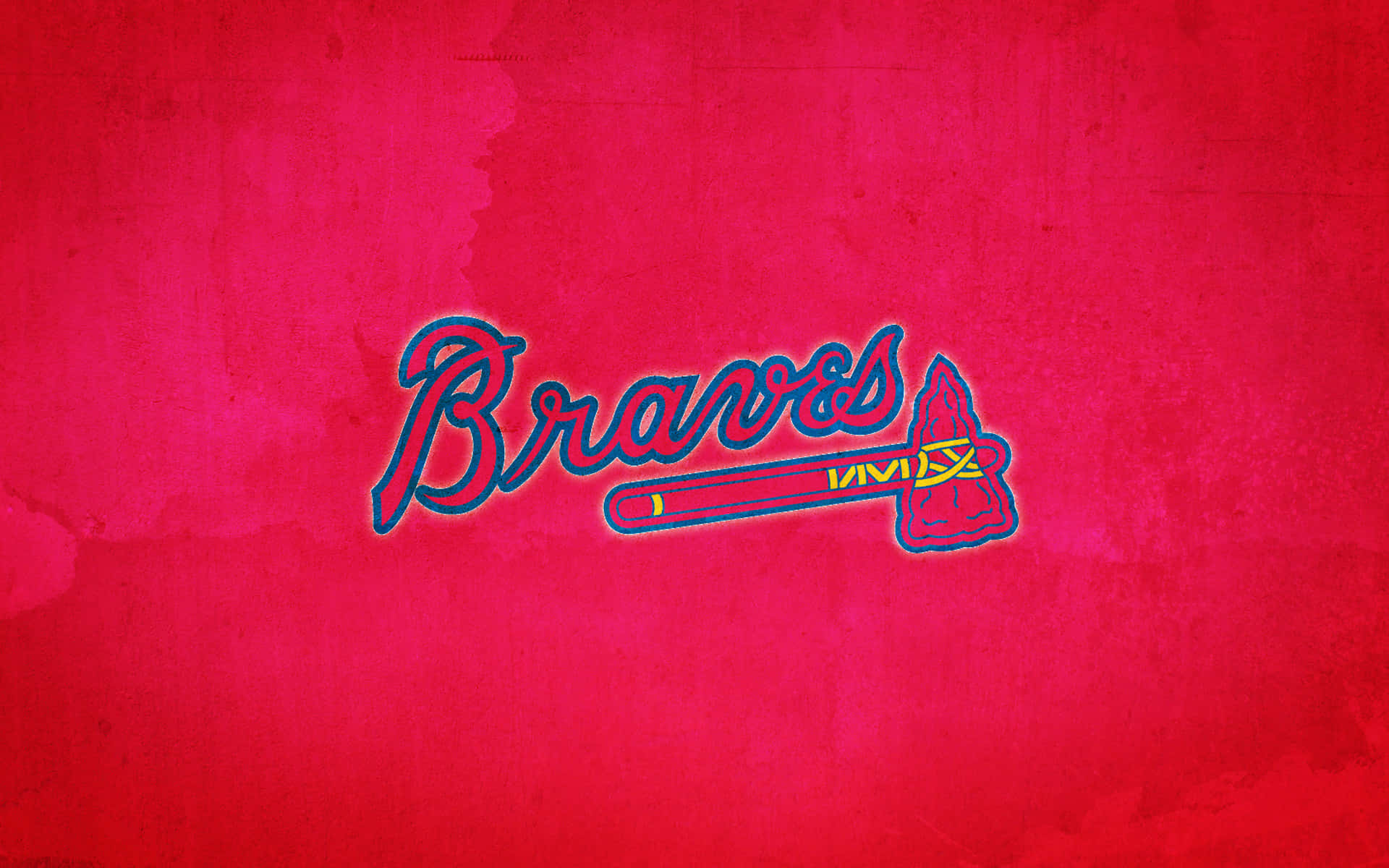 Braves棒球隊標誌在紋理紅色背景上