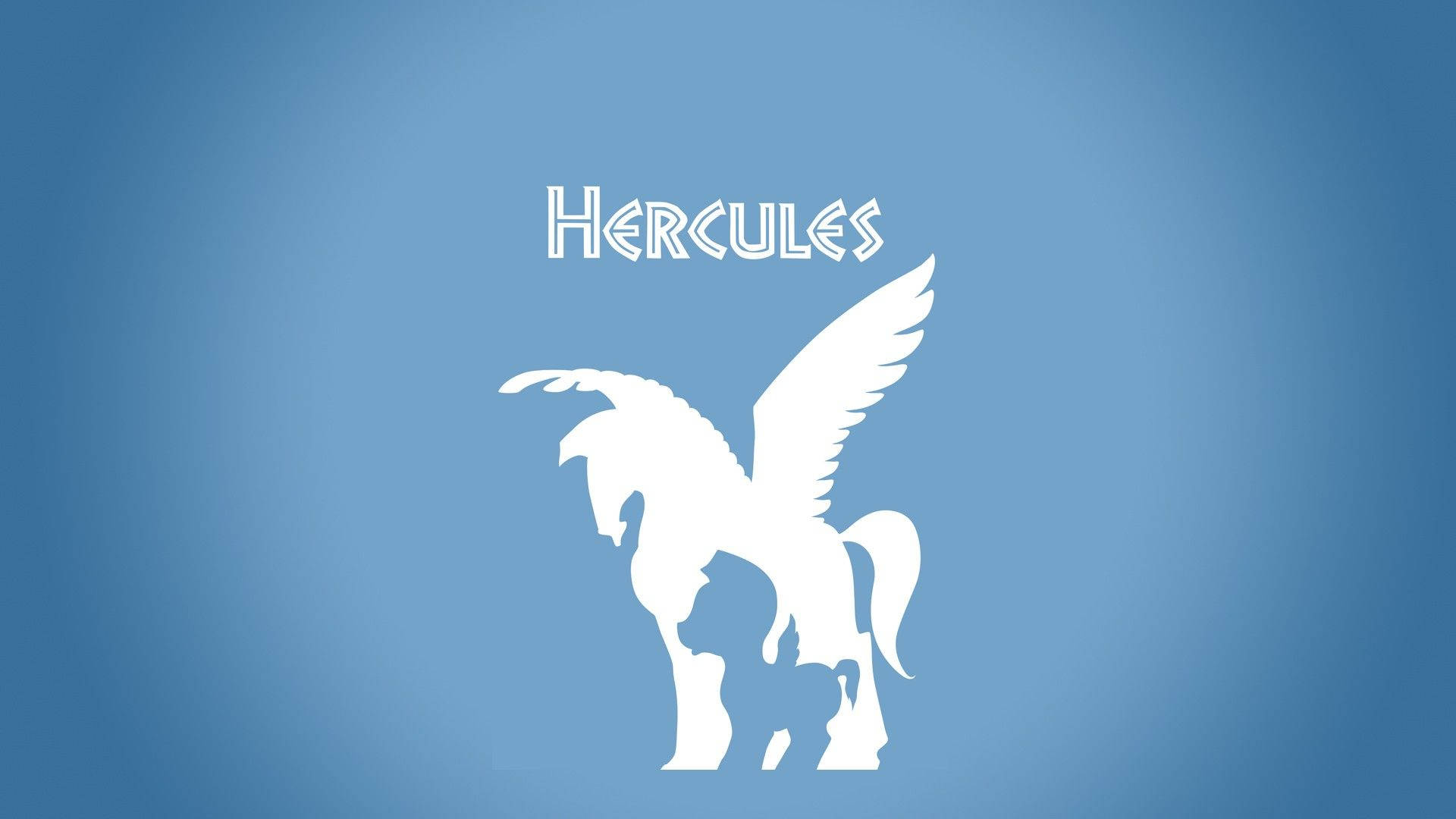 展現力量——《大力士》官方電影海報 壁紙 — 白色飛馬剪影，上方有「Hercules」字樣，背景為柔和藍色漸變。