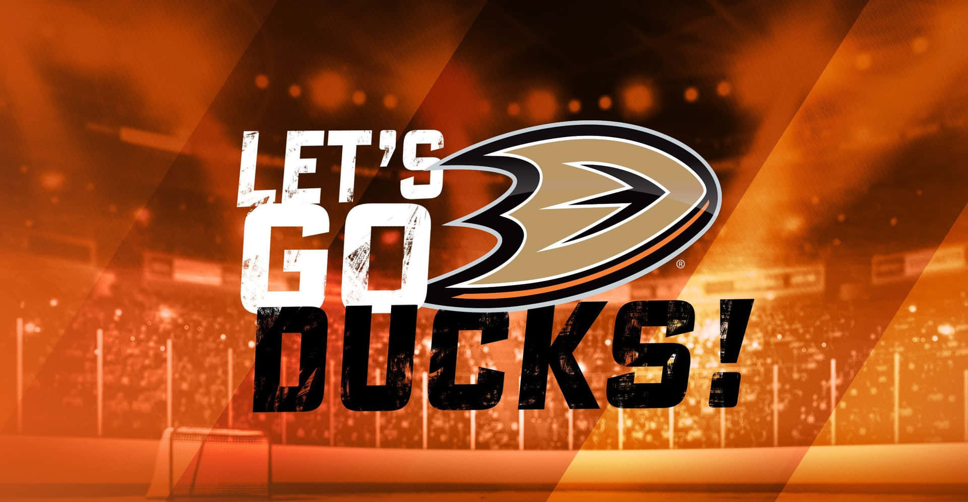 冰球隊打氣圖案，'LET'S GO DUCKS!' 置於冰場場景之上。