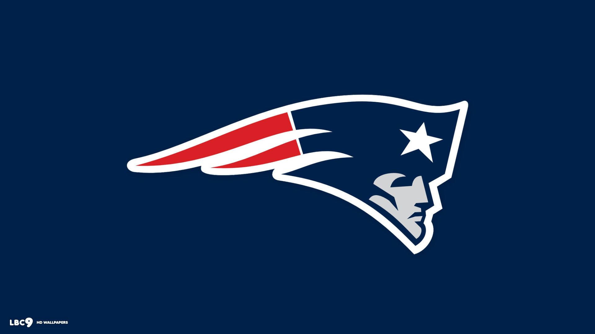 深藍色背景上的新英格蘭愛國者隊NFL美式足球隊標誌。