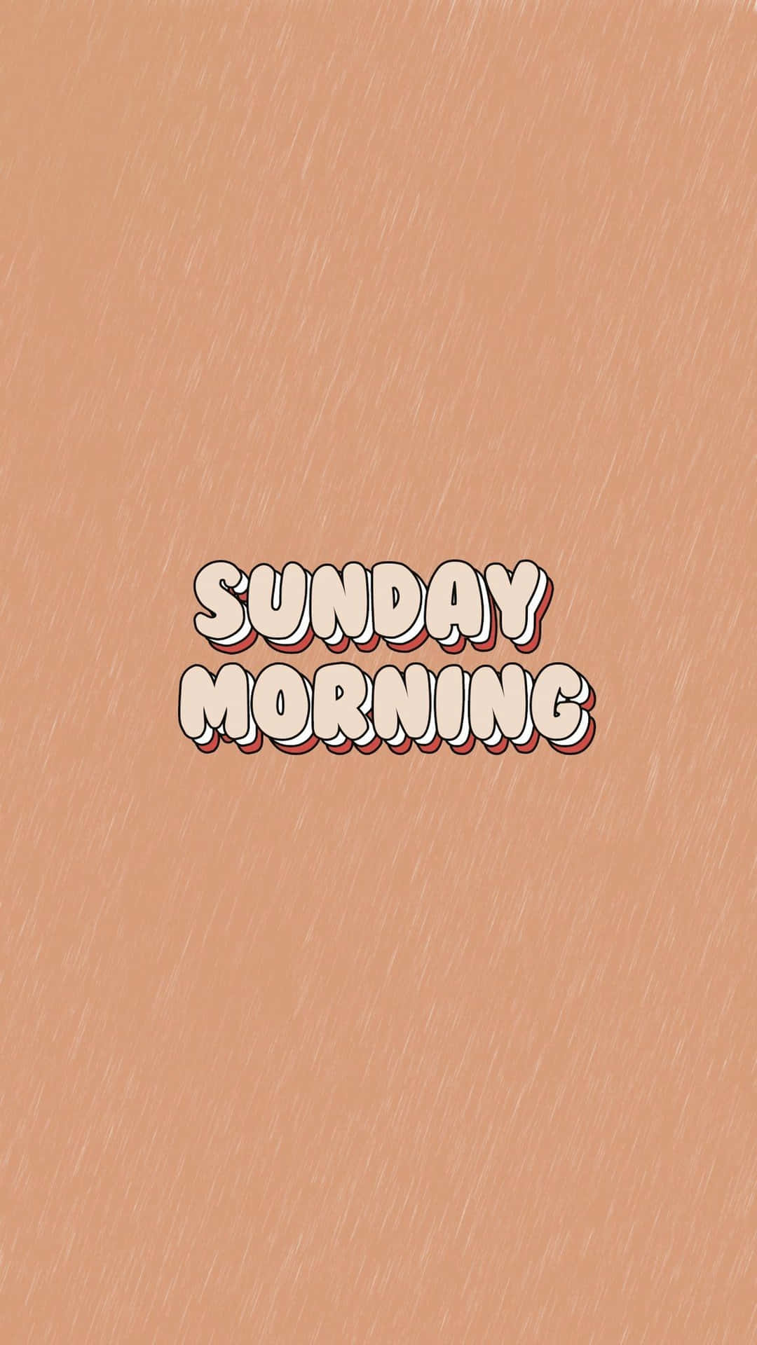 蜜桃色背景上以粗體泡泡字母顯示的 SUNDAY MORNING 文字。
