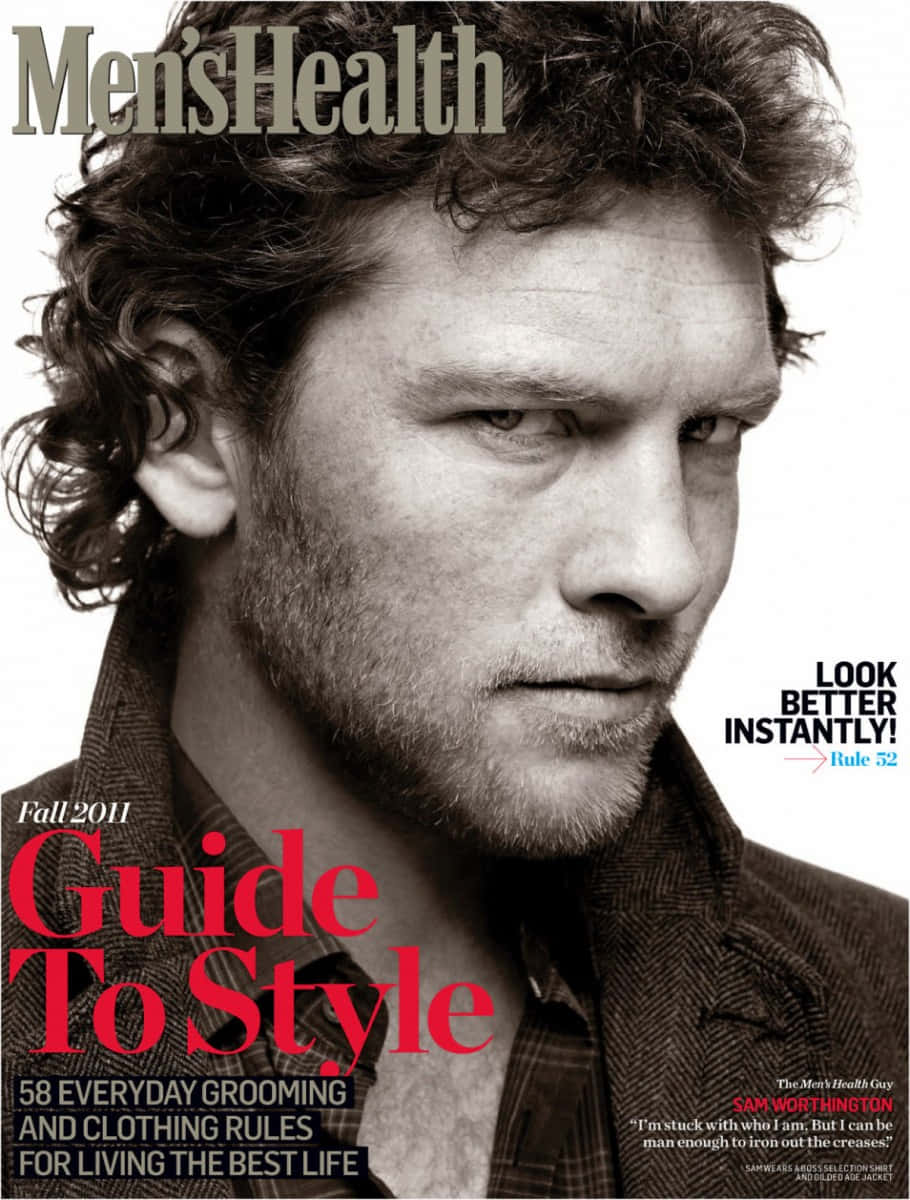 森·禾辛頓登上《Men's Health》雜誌封面，附有護理指南文字。