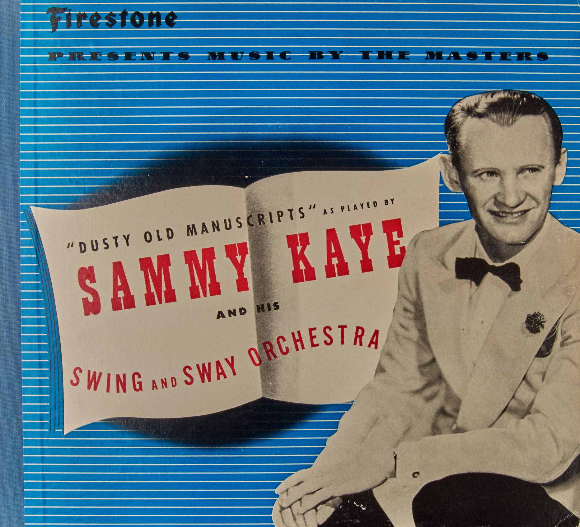 Sammy Kaye及其樂團的復古專輯封面，藍色條紋上帶有粗體紅色文字。