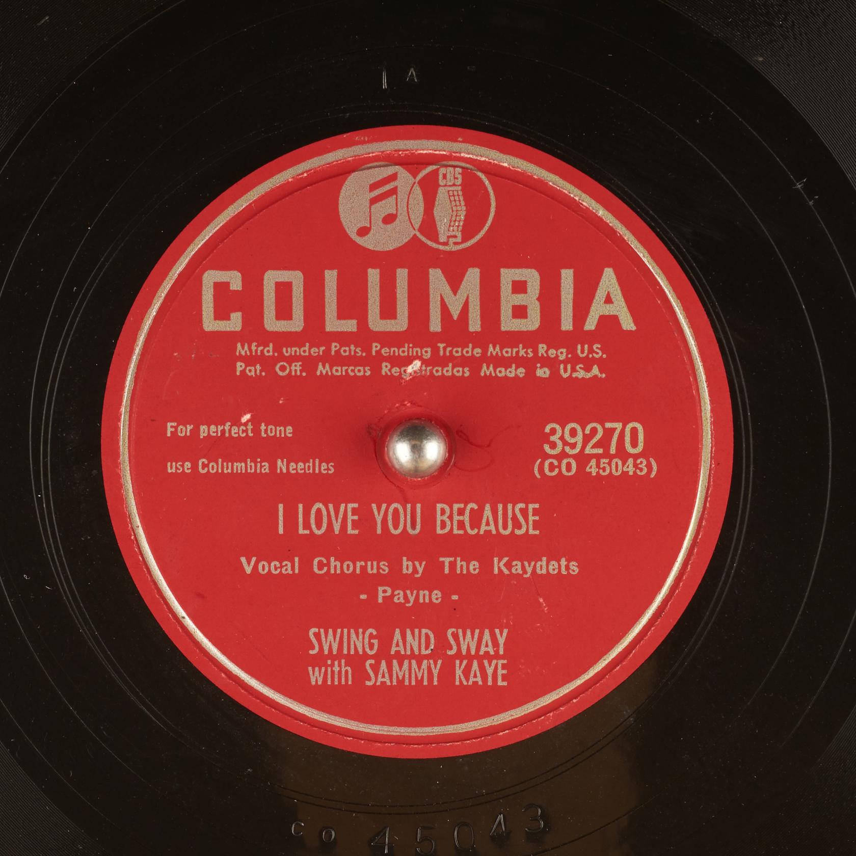 復古Columbia唱片標籤的特寫，帶有歌曲標題和藝術家資訊。