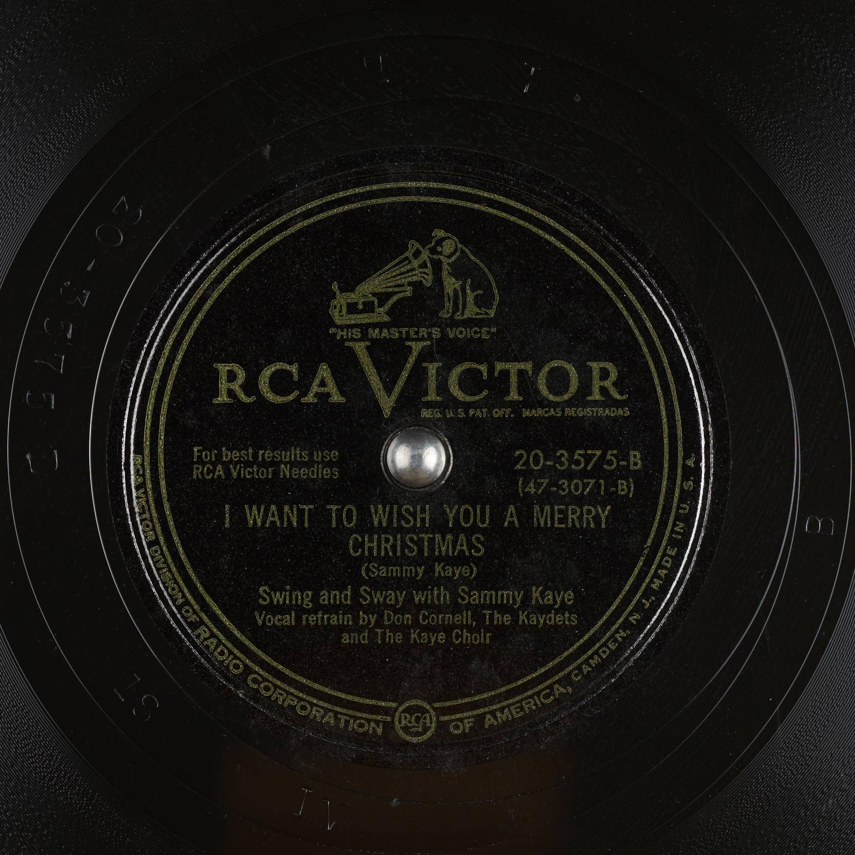 Sammy Kaye 的聖誕歌曲的復古 RCA Victor 唱片標籤。