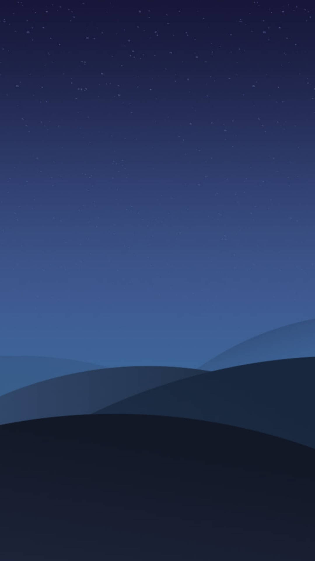 在漸變暮色下，星空夜空的深藍色山丘。