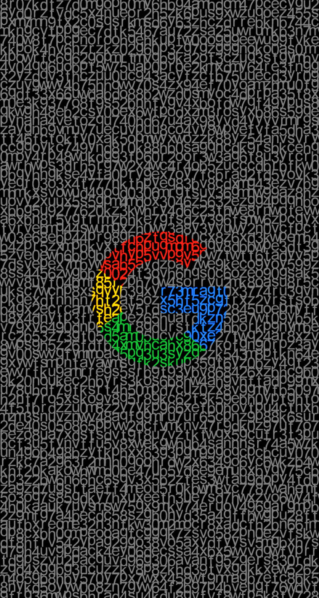 由彩色字母組成的Google標誌，背景為黑色，充滿灰色文字。 — Google Chrome GIF 壁紙
