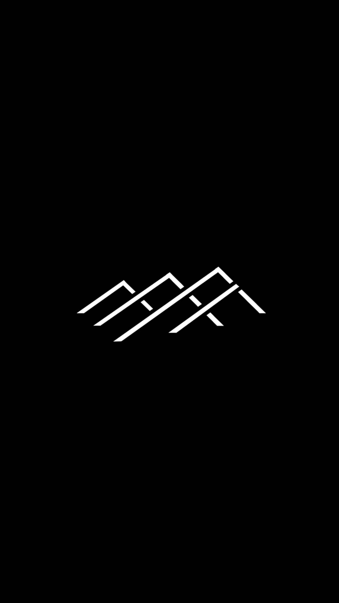 抽象簡約山脈，白色線條繪於黑色背景上