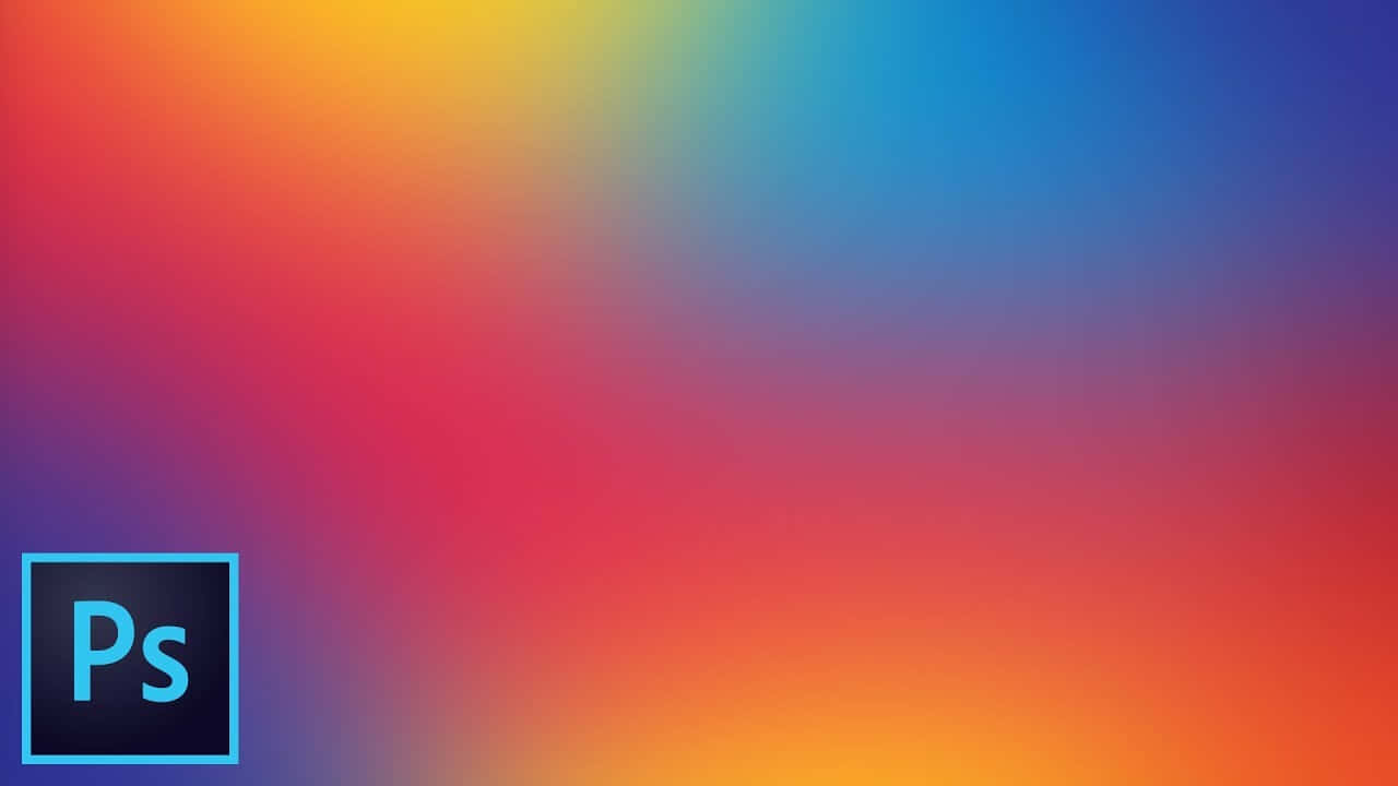 壁紙 — 左下角帶有Adobe Photoshop標誌的鮮豔漸變背景。