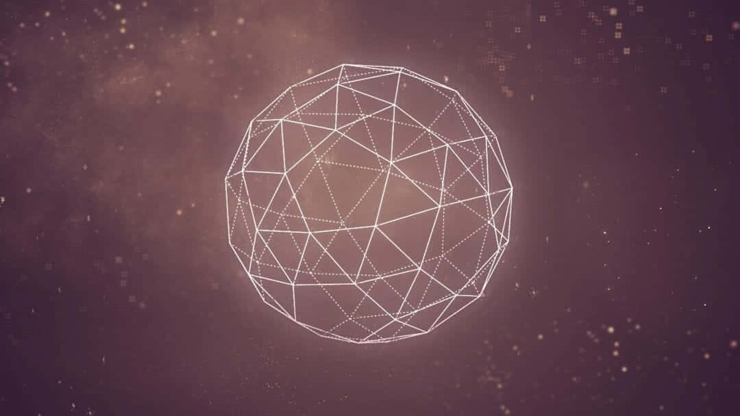 一個發光的幾何球體在繁星點點的紫色空間中，伴有浮動粒子。