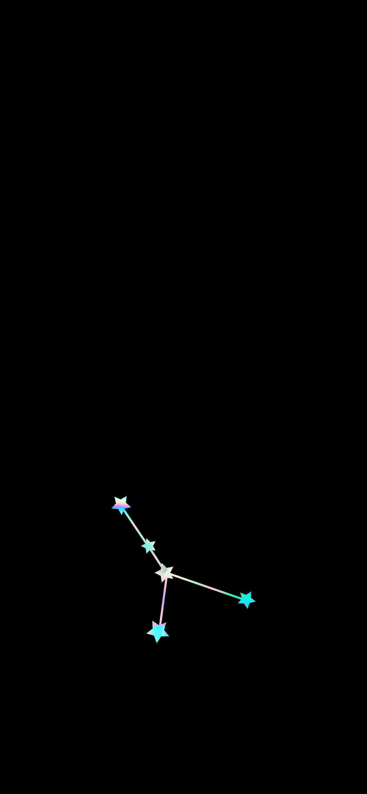 巨蟹座星群星座 壁紙 — 在深邃的黑色虛空中，由柔和線條連接的發光青色星星組成的極簡星座。