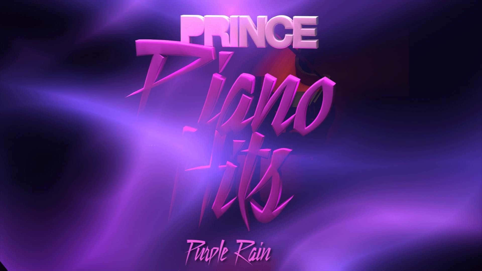 Prince Piano Hits Purple Rain 專輯封面，帶有發光的紫色文字。