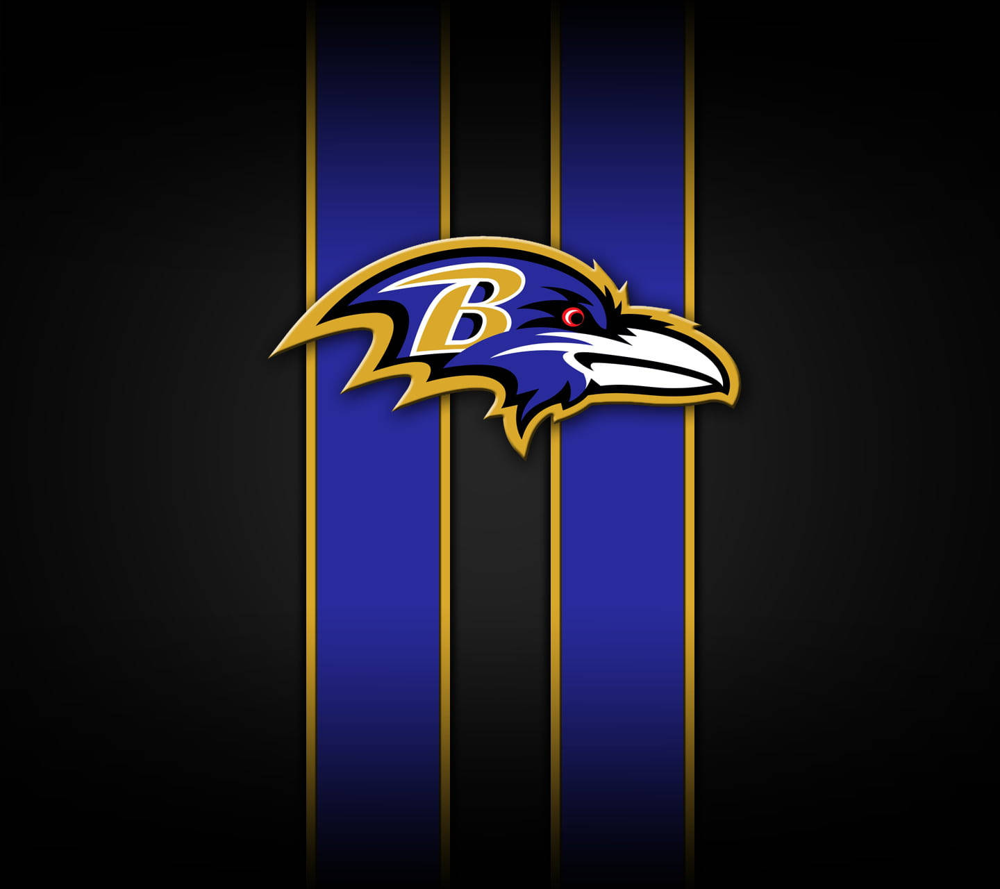 巴爾的摩烏鴉隊 NFL 球隊標誌，背景為藍色和金色條紋