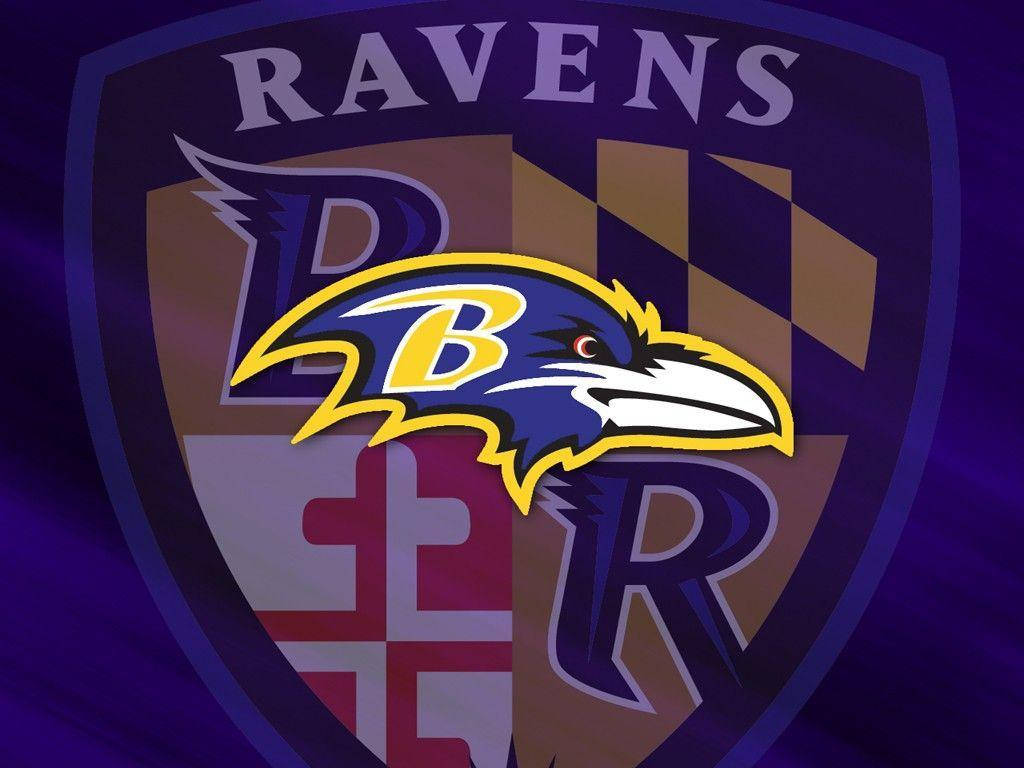 紫色背景上的巴爾的摩烏鴉隊NFL美式足球隊標誌。