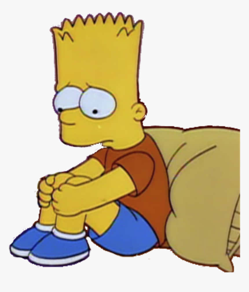 巴特·辛普森坐在梳化上看起來無聊又悲傷。