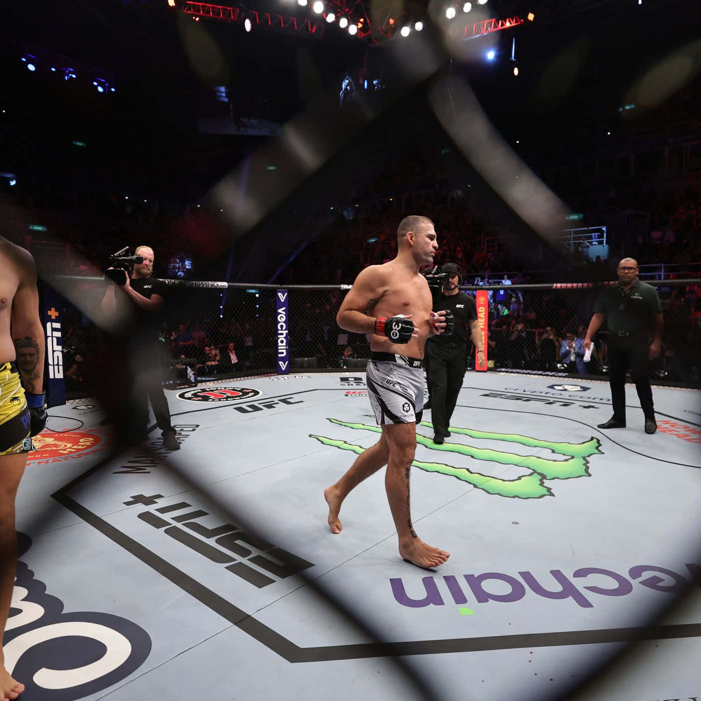 MMA戰士在活動期間走進UFC八角籠