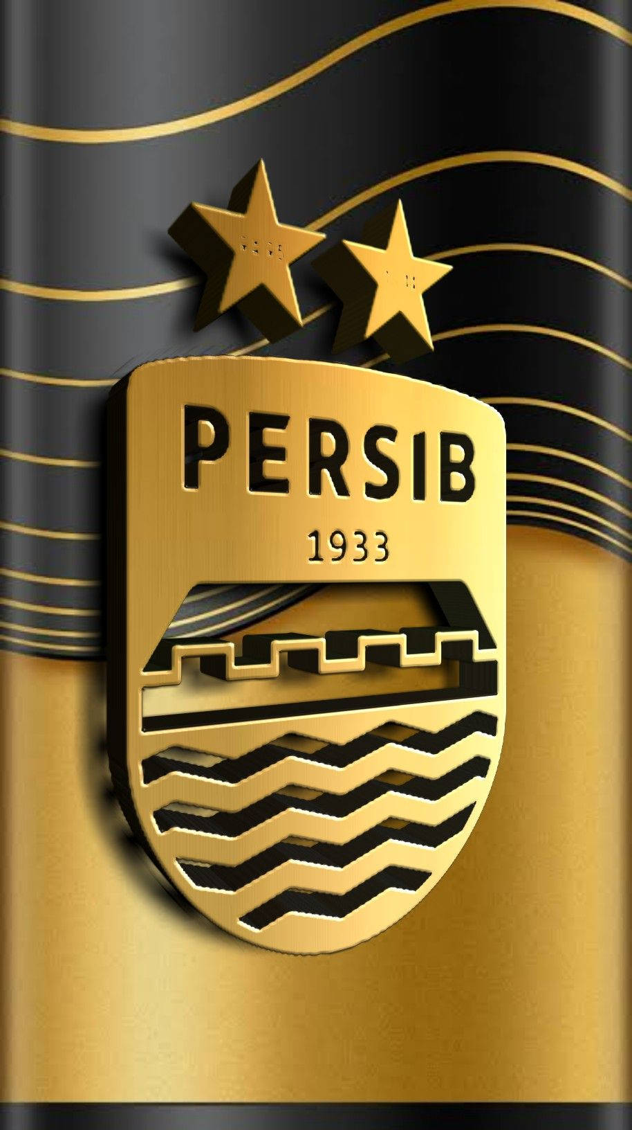 Persib 足球會標誌，帶有兩顆星和 1933 年份，金色和黑色。
