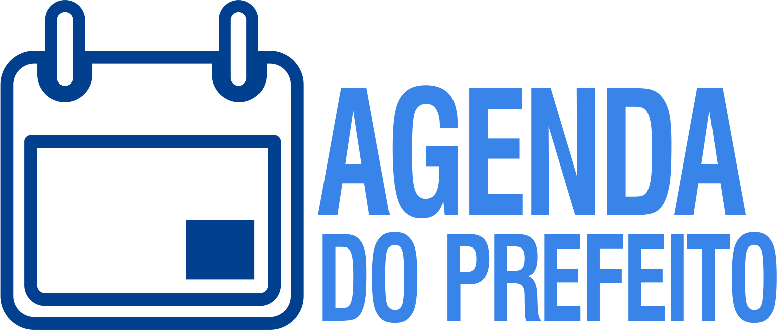 市長議程標誌 壁紙 — 白色背景上，藍色粗體文字「agenda do prefeito」旁邊的藍色輪廓日曆圖標。