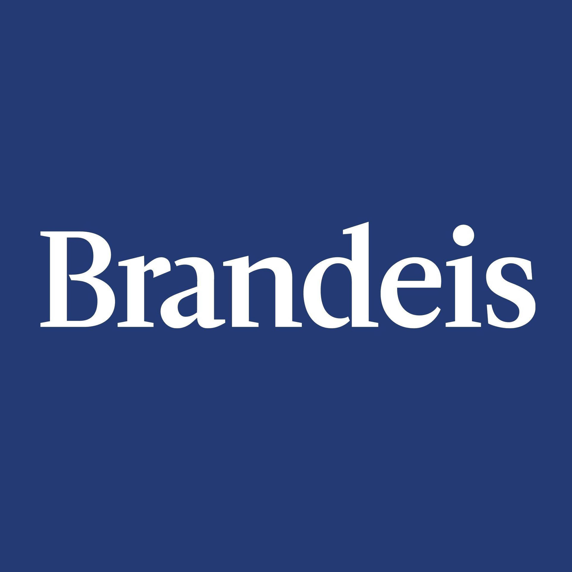 海軍藍背景上的白色文字 Brandeis 標誌