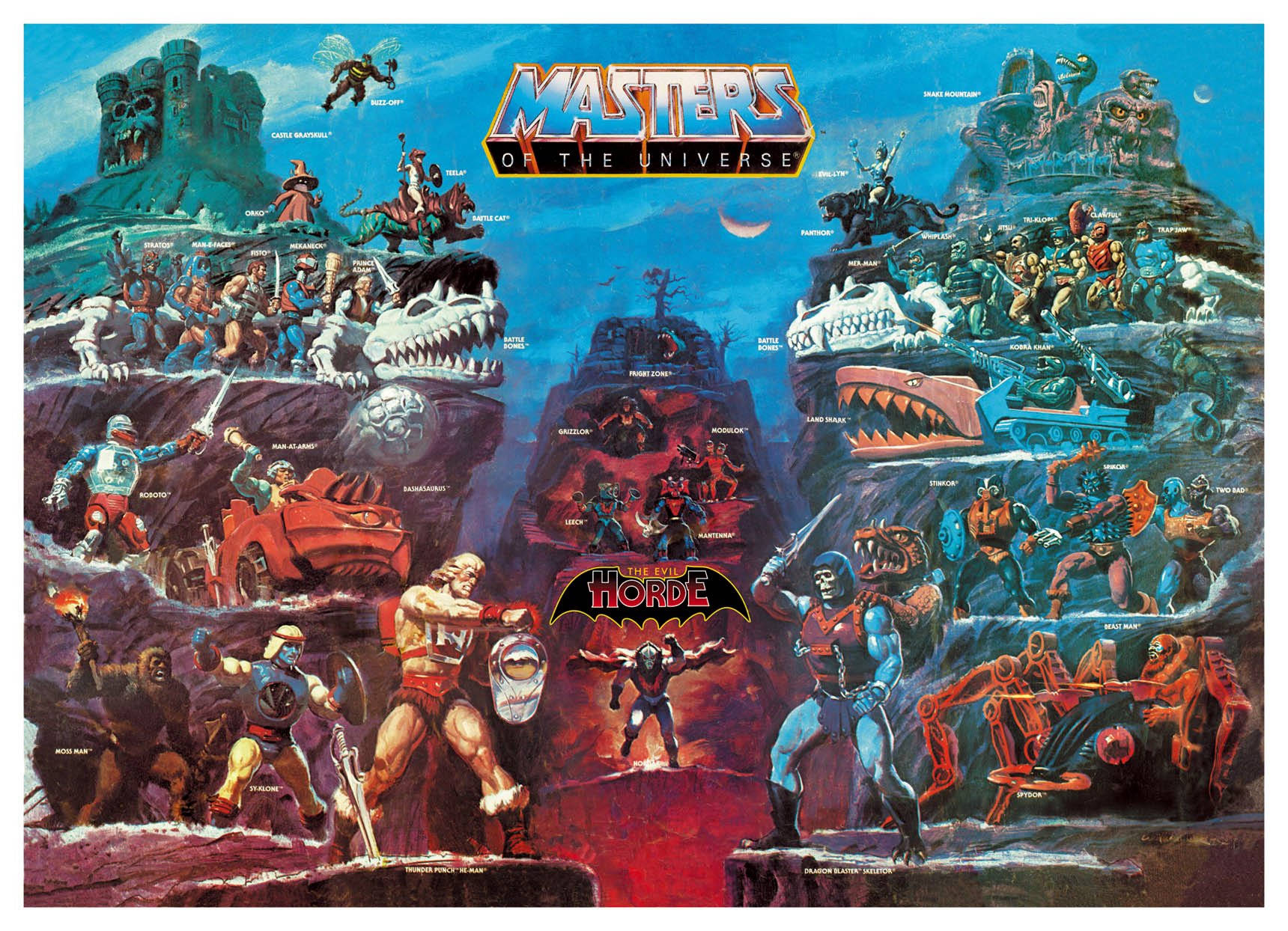 Masters of the Universe角色在動態戰鬥場景中。