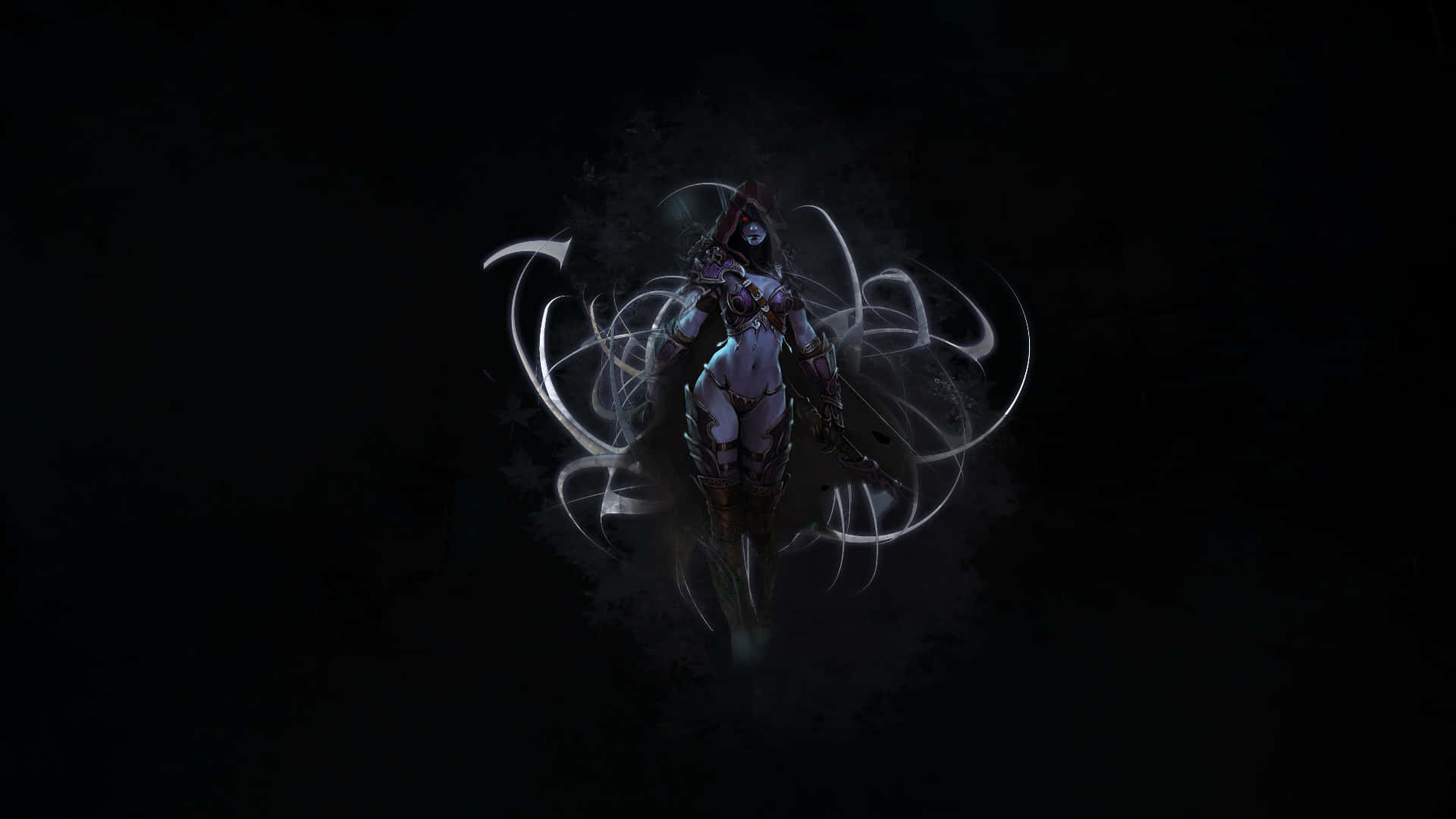 奇幻戰士在黑色虛空中被發光能量包圍。