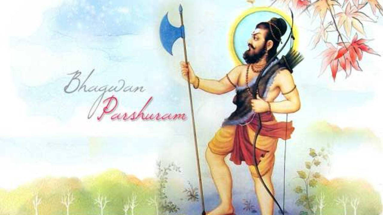 Bhagwan Parshuram 手持斧頭和弓的水彩插圖