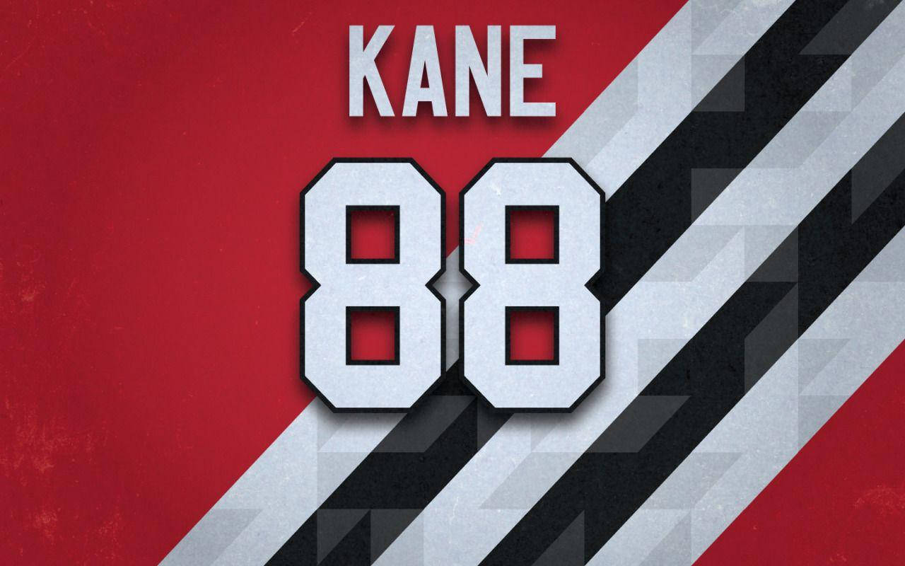 紅、黑、灰斜紋背景，帶有白色文字寫著 KANE 88。