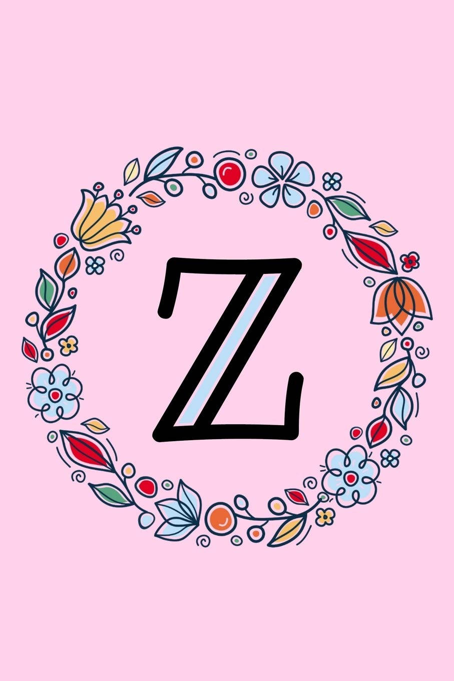 一個風格化的字母Z，被粉紅色上色彩繽紛的花環環繞。