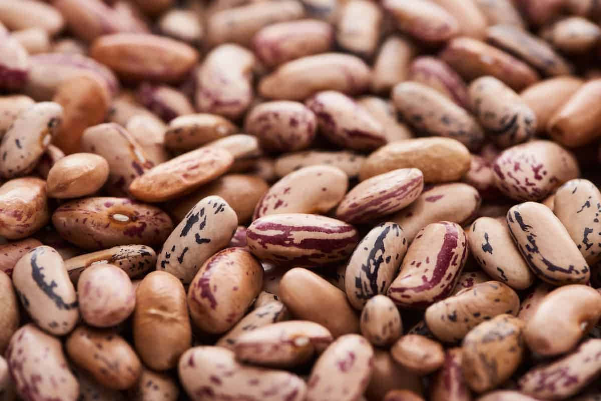beans 桌布 壁紙 — 帶斑點紅腰豆的特寫，呈現溫暖大地色調，背景柔和模糊。