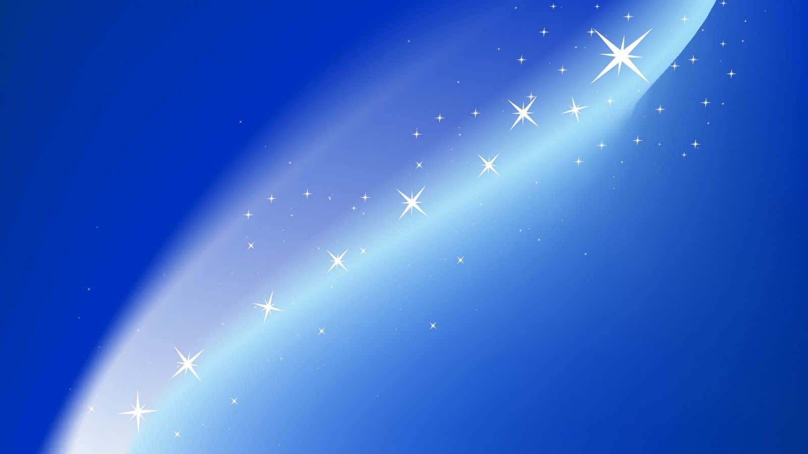 在藍色漸變天空中，星星沿著發光曲線排列的天體場景。