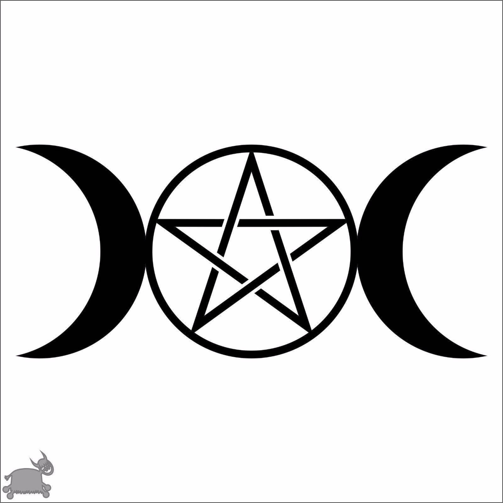 三重月亮符號，圓圈內有五角星，黑白設計