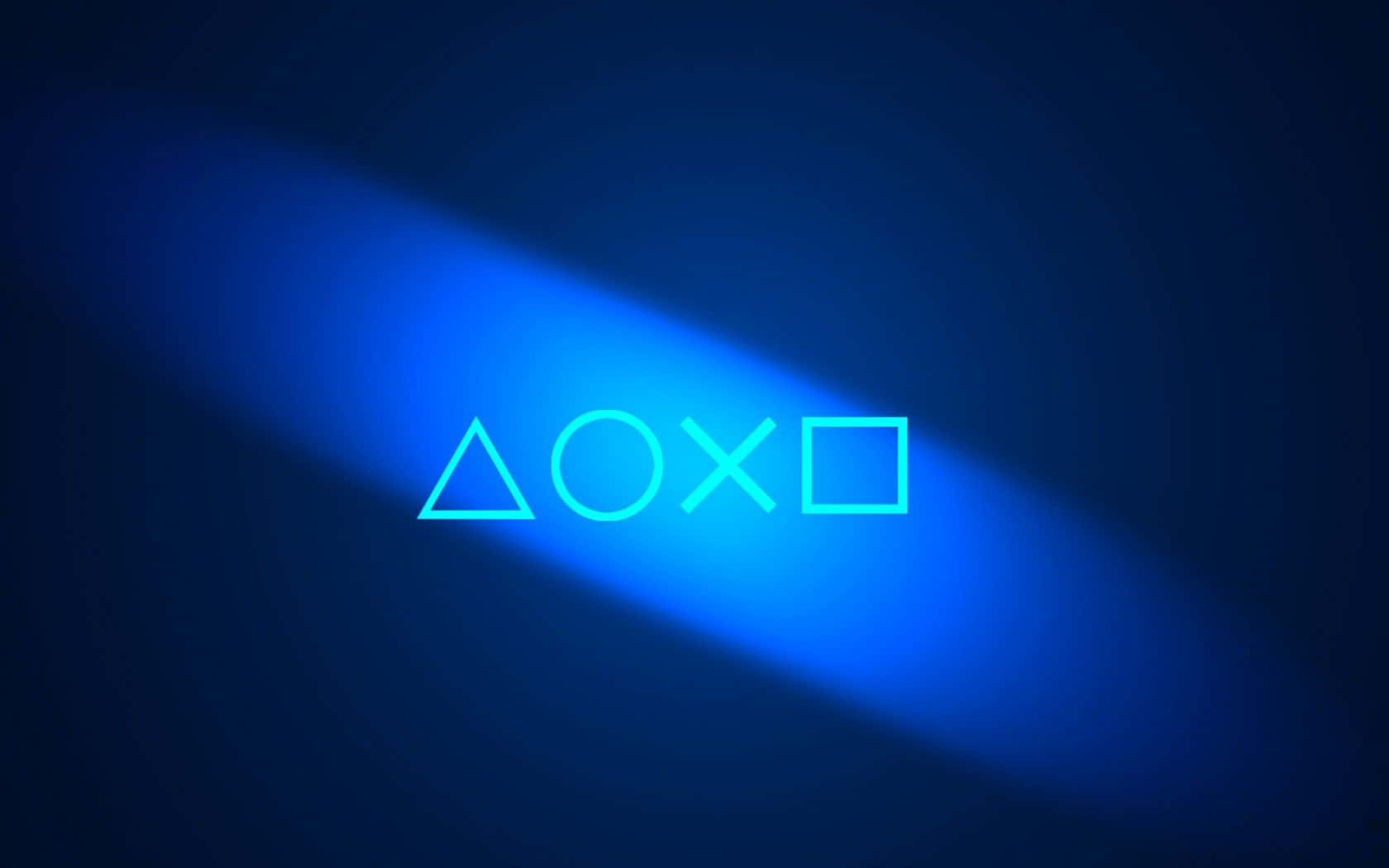 PlayStation控制器符號在藍光中發光。
