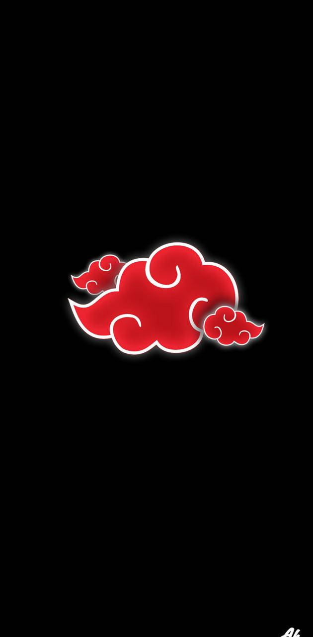 黑色背景上帶有白色輪廓的紅色雲朵符號